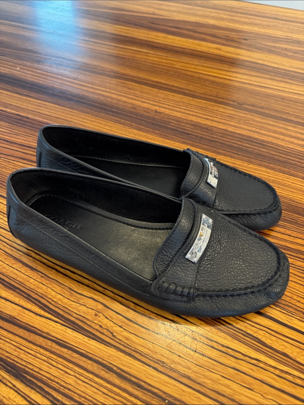 Black Leather Slip-On Moccasin Loafers